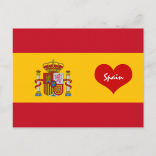Spaanse vlag met rood hart - Spanje/Europa Briefkaart