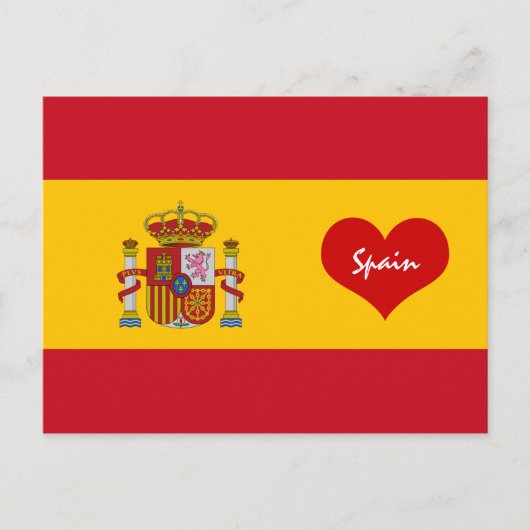 Spaanse vlag met rood hart - Spanje/Europa Briefkaart (Voorkant)