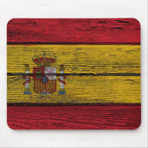 Spaanse vlag met ruw houtachtig effect muismat