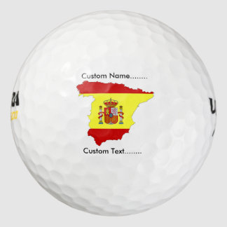 Spaanse vlag met Spaans embleem op een golfbal. Golfballen