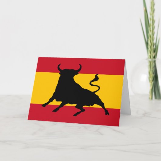 Spaanse vlag met stier bedankkaart (Voorkant)