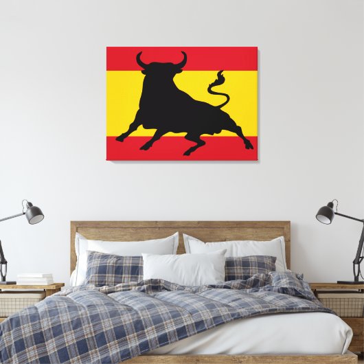Spaanse vlag met stier canvas afdruk (Insitu (Slaapkamer))