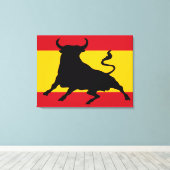 Spaanse vlag met stier canvas afdruk (Insitu (Houten vloer))