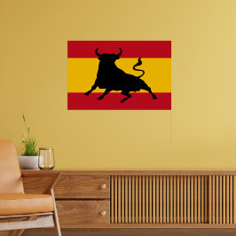 Spaanse vlag met stier poster