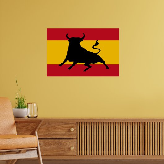 Spaanse vlag met stier poster (Woonkamer 2)