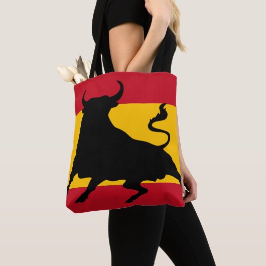 Spaanse vlag met stier tote bag (Dichtbij)