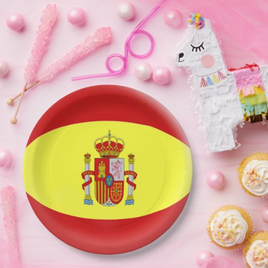 Spaanse vlag papieren bordje (Feest)