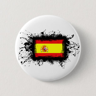 Spaanse vlag ronde button 5,7 cm