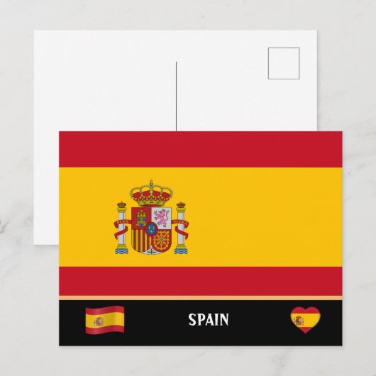 Spaanse vlag & Spaans land reis / Spanje Briefkaart (Voorkant / Achterkant)