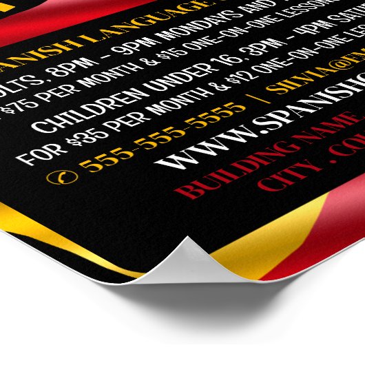 Spaanse vlag, Spaans taalcursus Adverteren Poster (Hoek)