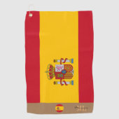 Spaanse vlag & Spanje monogrammen/naam Golf Towel Golfhanddoek (Voorkant)