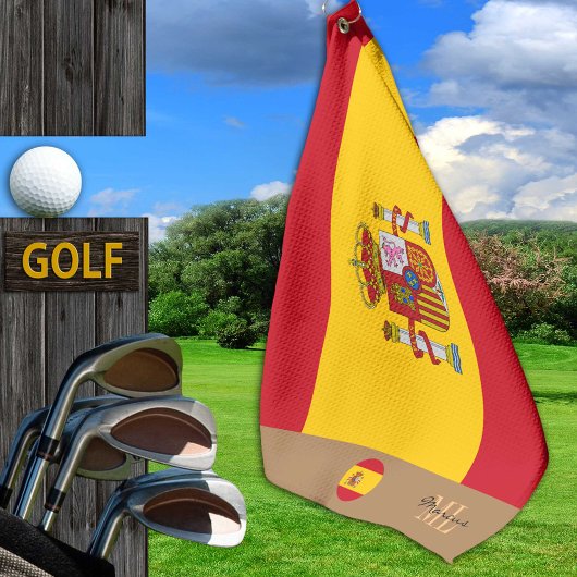 Spaanse vlag & Spanje monogrammen/naam Golf Towel Golfhanddoek