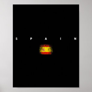 Spaanse vlag trots vintage retro voetbal Spaanse v Poster