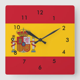 Spaanse vlag vierkante klok