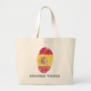 Spaanse vlag voor vingerafdrukken grote tote bag