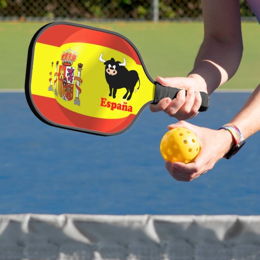 Spaanse vlaggenzwarte stip pickleball paddle (Insitu)