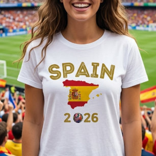Spaanse Voetbalfan Retro Gouden Land Vlag Sport T-shirt