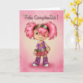 Spaanse vogelkaart - Cute Rock Chick - Feliz Co Kaart (Gele Bloem)