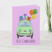 Spaanse vogelretro Fiat 500 Kaart (Voorkant)