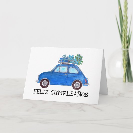 Spaanse vogelretro Fiat 500 Kaart (Voorkant)