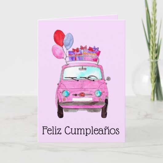 Spaanse vogelretro Fiat 500 Kaart (Voorkant)