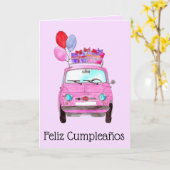 Spaanse vogelretro Fiat 500 Kaart (Gele Bloem)