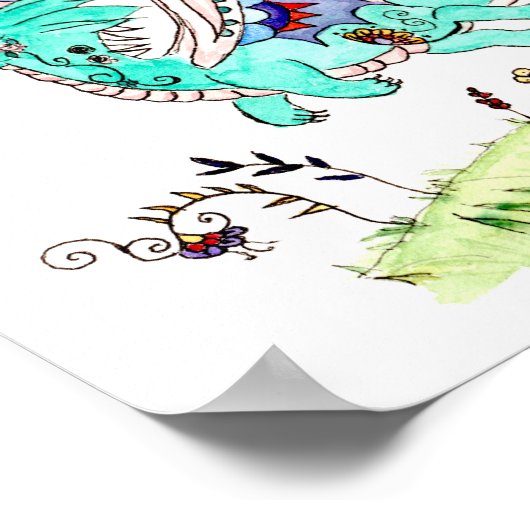 Spaanse volkskunst baby dragon poster (Hoek)