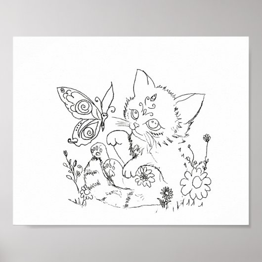 Spaanse volkskunst kitten kleurenpagina poster (Voorkant)