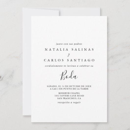 Spaanse voor- en achterkant trouwkaart kaart (Voorkant)