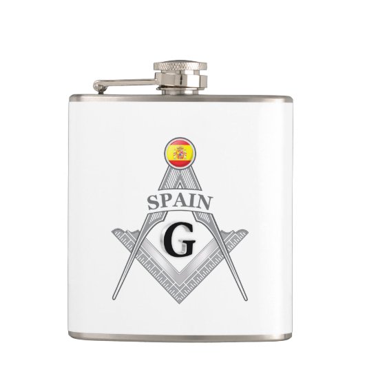 Spaanse vrijmetselarij teken heupfles (Voorkant)