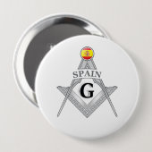 Spaanse vrijmetselarij teken ronde button 4,0 cm (Voorkant /achterkant)