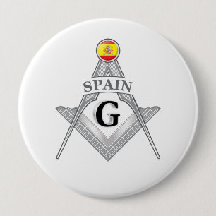 Spaanse vrijmetselarij teken ronde button 4,0 cm