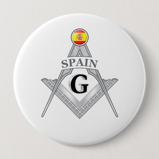 Spaanse vrijmetselarij teken ronde button 4,0 cm (Voorkant)