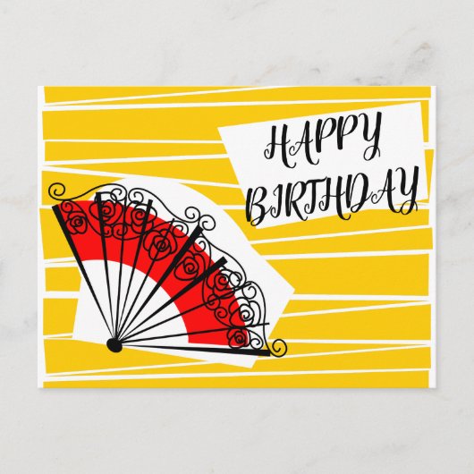 Spaanse waaier verjaardagsansichtkaart landschap briefkaart (Voorkant)