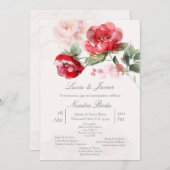 Spaanse watergekleurde bloem Bruiloft Kaart (Voorkant / Achterkant)