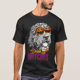 Spaanse waterhond Drink omhoog heksen Halloween T-shirt