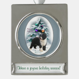 Spaanse Waterhond Gepersonaliseerde Kerstmis Verzilverd Banner Ornament