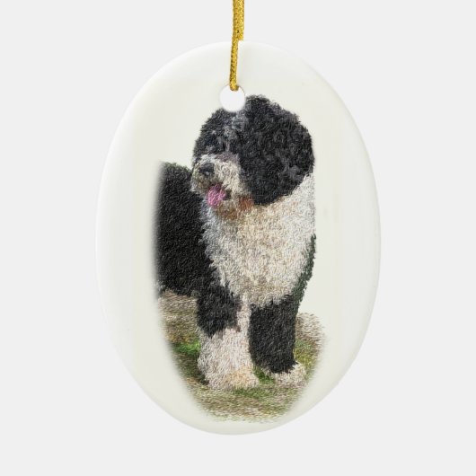 Spaanse waterhond keramisch ornament (Voorkant)