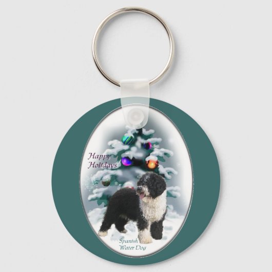 Spaanse Waterhond Kerstcadeaus Sleutelhanger (Voorkant)