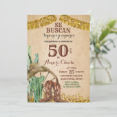 Spaanse Westerne Cowboy Birthday Uitnodiging (Staand voorkant)