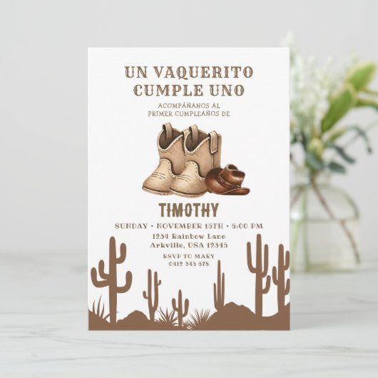 Spaanse Wild West Vaquerito Cowboy schoenen Verjaa Kaart (Staand voorkant)