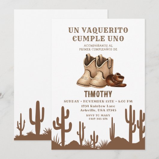 Spaanse Wild West Vaquerito Cowboy schoenen Verjaa Kaart (Voorkant / Achterkant)