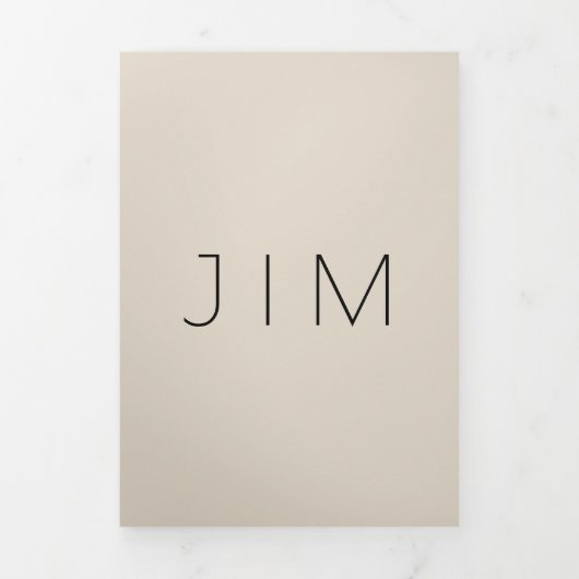 Spaanse Witte Beige Formele minimale Trouw Drieluik Kaart (Cover)