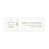 Spaanse witte bloemen gracias kalligrafie bautizo etiket (Voorkant)