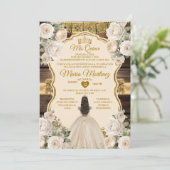 Spaanse witte crème bloemhout Mis Quince Kaart (Staand voorkant)