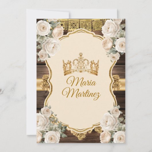 Spaanse witte crème bloemhout Mis Quince Kaart (Achterkant)