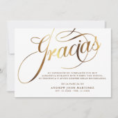 Spaanse witte & gouden kalligrafie begrafenis bedankkaart (Voorkant)