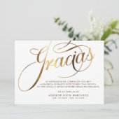 Spaanse witte & gouden kalligrafie begrafenis bedankkaart (Staand voorkant)