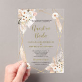 Spaanse Woestijn Witte Rozen Goud Nuestra Boda  Acryl Uitnodigingen (Insitu (Draagbaar))