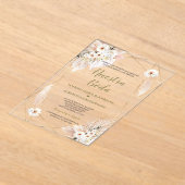 Spaanse Woestijn Witte Rozen Goud Nuestra Boda  Acryl Uitnodigingen (Laagn)